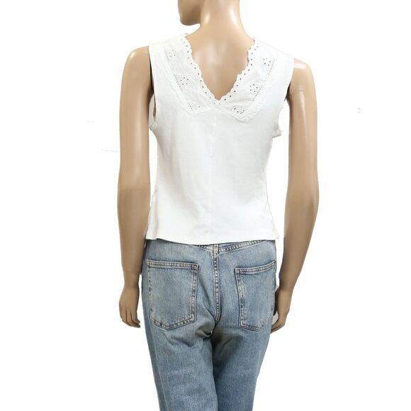 Free People Gesibelle Blouse Top Floral Eyelet Embroidered Cotton L NEW 281180 - Picture 8 of 12